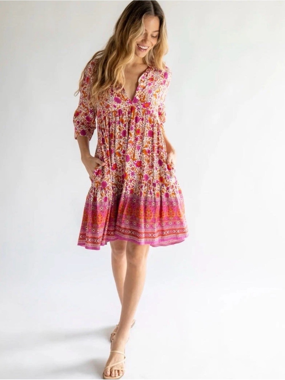 Natural Life Becca Short Floral Dress-Boho-M